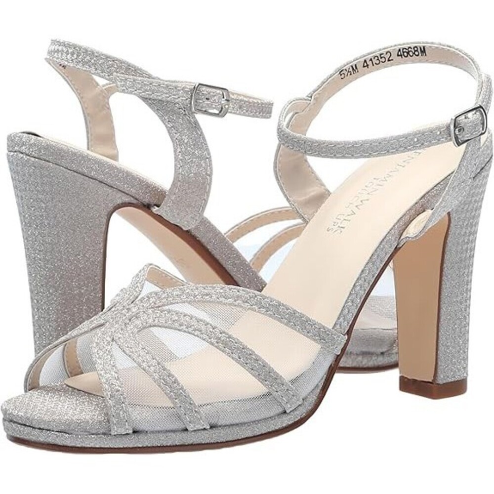 Touch Ups Anya Slide Women's 7.5 Champagne Block Heel Ankle Strap Sandal GAL1788